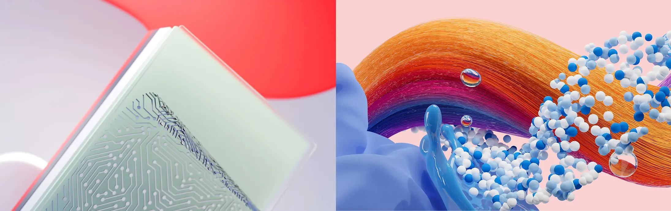 Abstract image representing the Henkel businesses Adhesive Technologies, Hair and Laundry & Home Care.