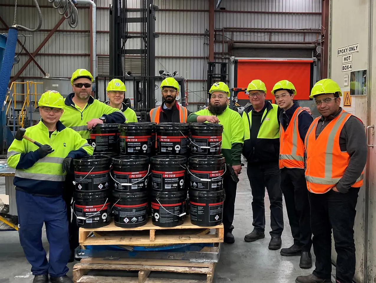 Group of people at adhesive plant