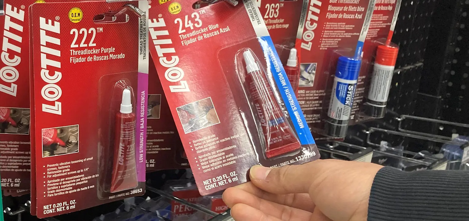 Loctite thread lockers and thread sealants on display in Supercheap Auto stores.
