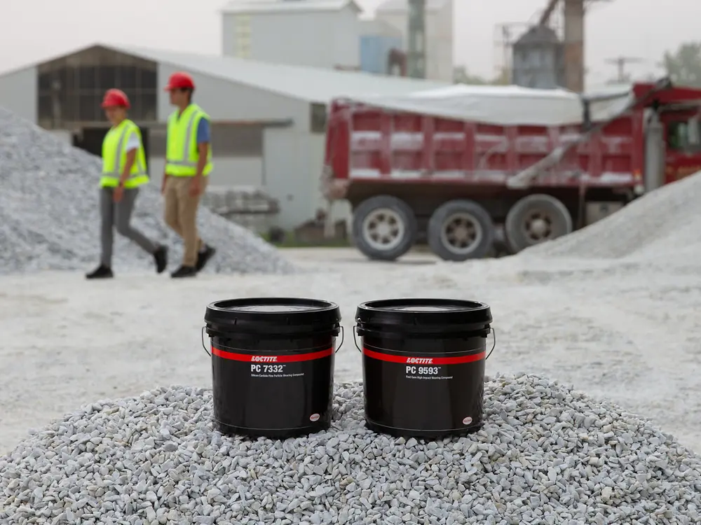 Loctite PC 7332 and Loctite 9593 being used at a work site.